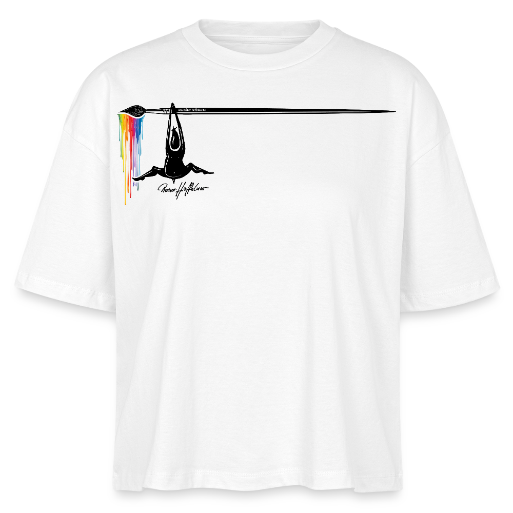 Frauen Boxy Bio-T-Shirt mit MÄNNLE PRINT - Weiß