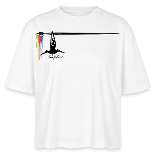 Frauen Boxy Bio-T-Shirt mit MÄNNLE PRINT - Weiß