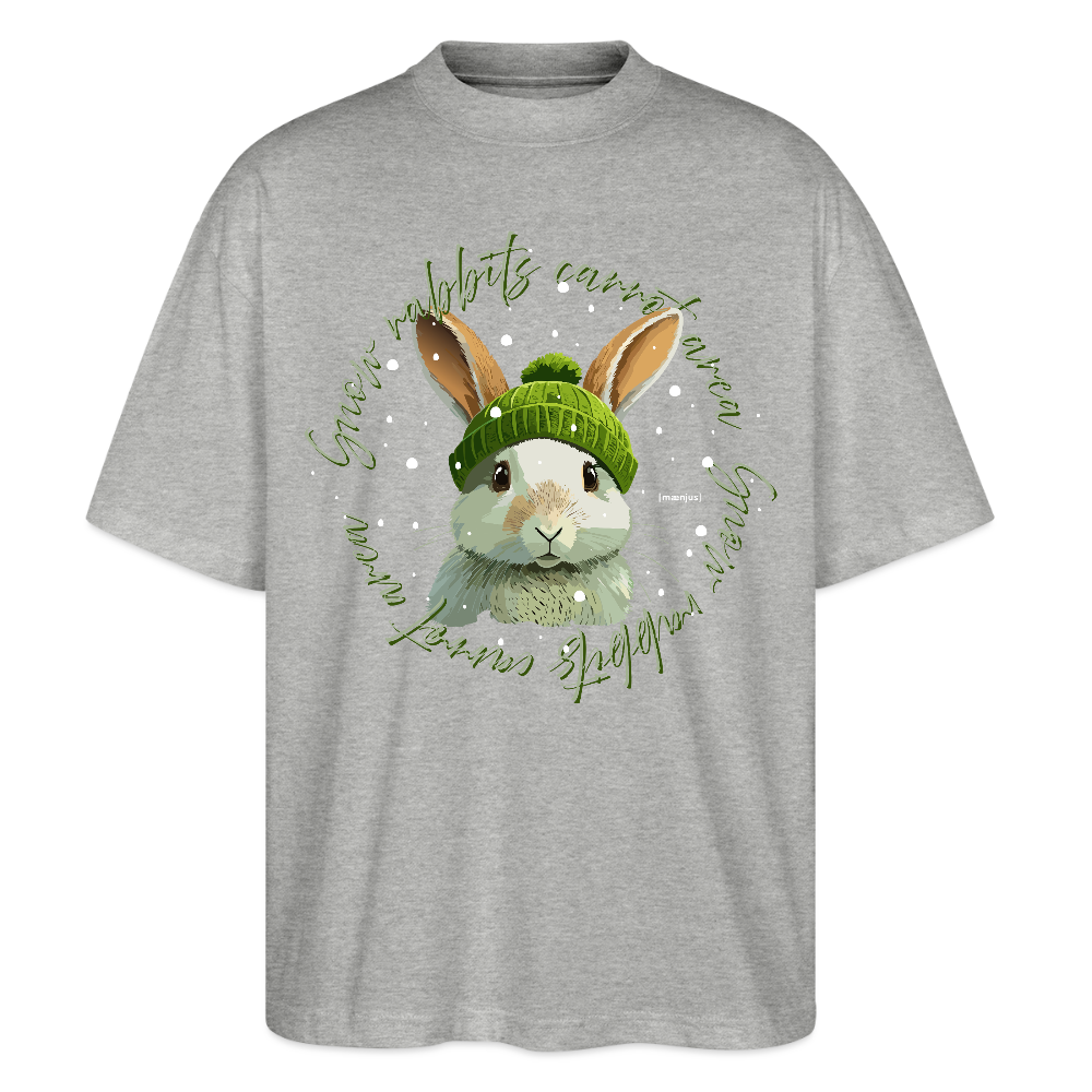 Oversized Unisex Bio T-Shirt mit SNOW RABBITS CARROT AREA PRINT - Grau meliert