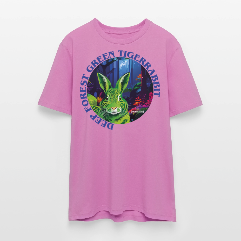 Unisex Bio-T-Shirt mit DEEP FOREST GREEN TIGERRABBIT PRINT Vorderseite - Pink