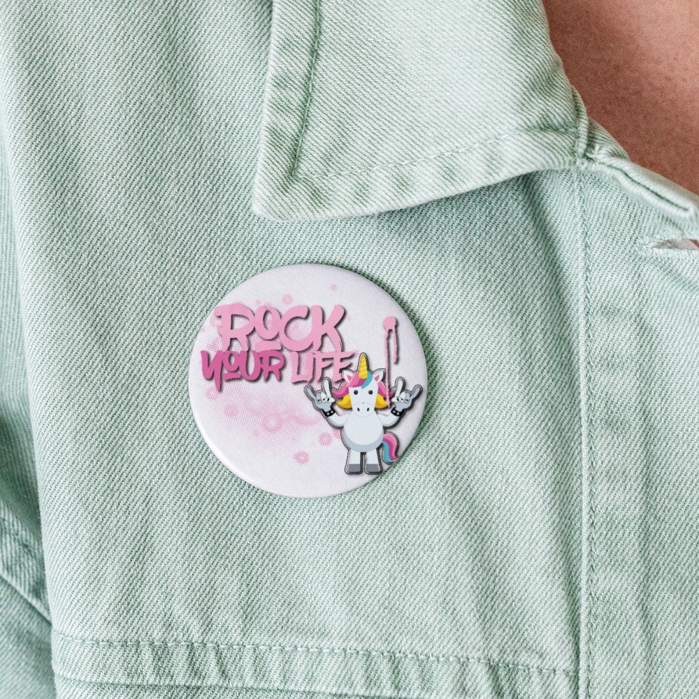 Buttons groß 56 mm (5er Pack) mit ROCK YOUR LIFE PRINT - Weiß