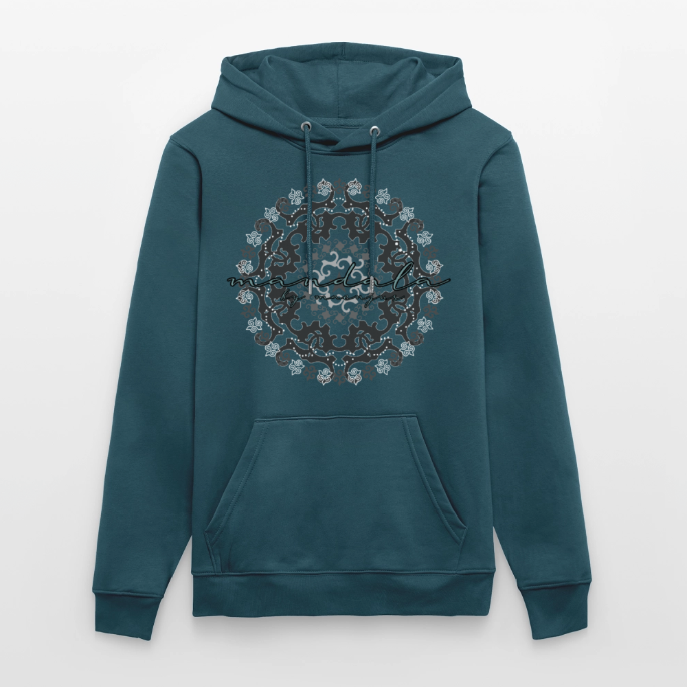Unisex Bio-Hoodie mit BLACK MANDALA PRINT - Dunkles Petrol