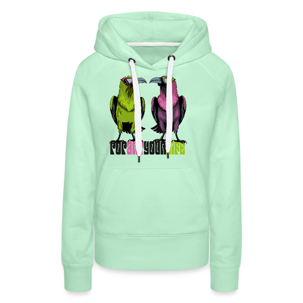 Frauen Premium Hoodie mit POPARTYOURLIFE PRINT - helles Mintgrün