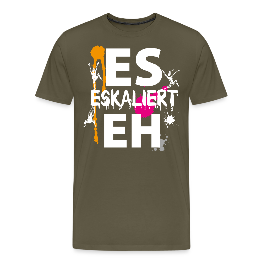 Männer Premium T-Shirt mit ES ESKALIERT EH PRINT - Khaki