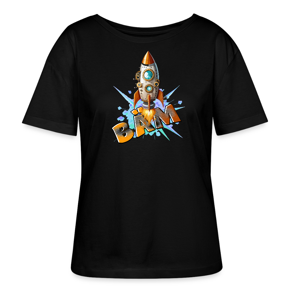 Frauen T-Shirt mit RAKETE PRINT - Schwarz