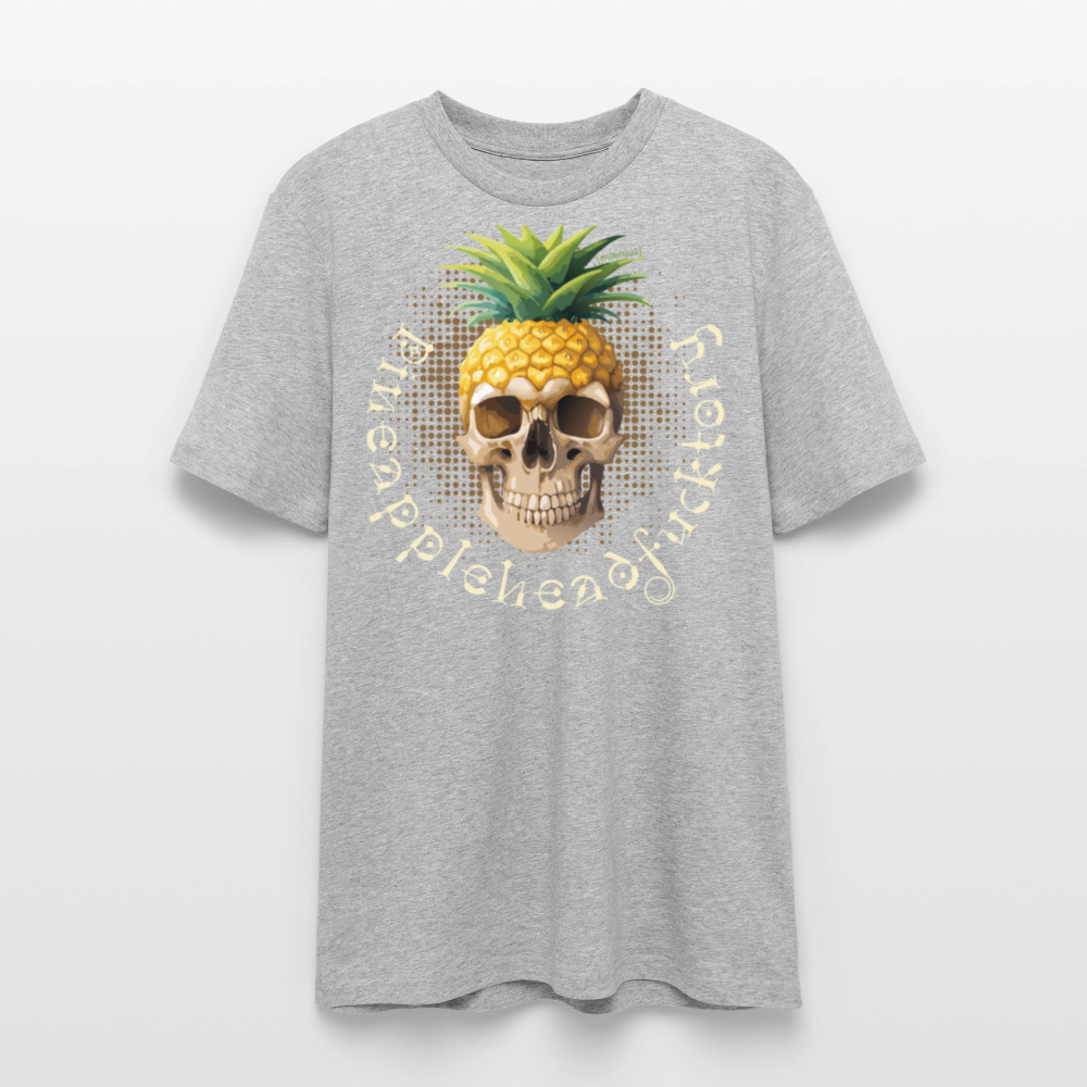 Unisex Bio-T-Shirt mit PINEAPPLE SKULL PRINT Vorderseite - Grau meliert