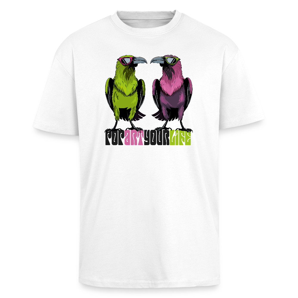 Heavy Oversize T-Shirt mit POPART YOUR LIFE PRINT - Weiß