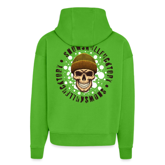 Heavyweight Oversized Organic Hoodie mit SNOWSKULL PRINT - Apple Neon