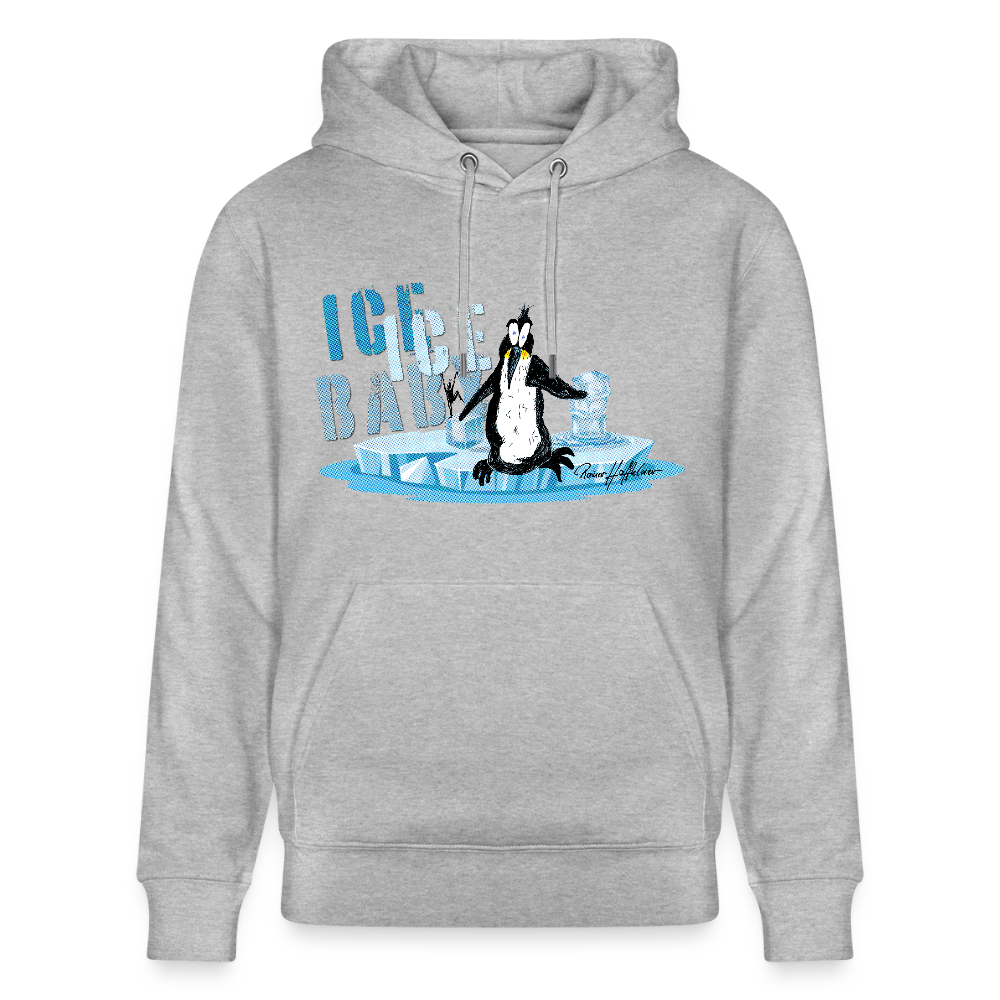 Unisex Bio-Hoodie mit ICE ICE BABY PINGUIN PRINT - Grau meliert