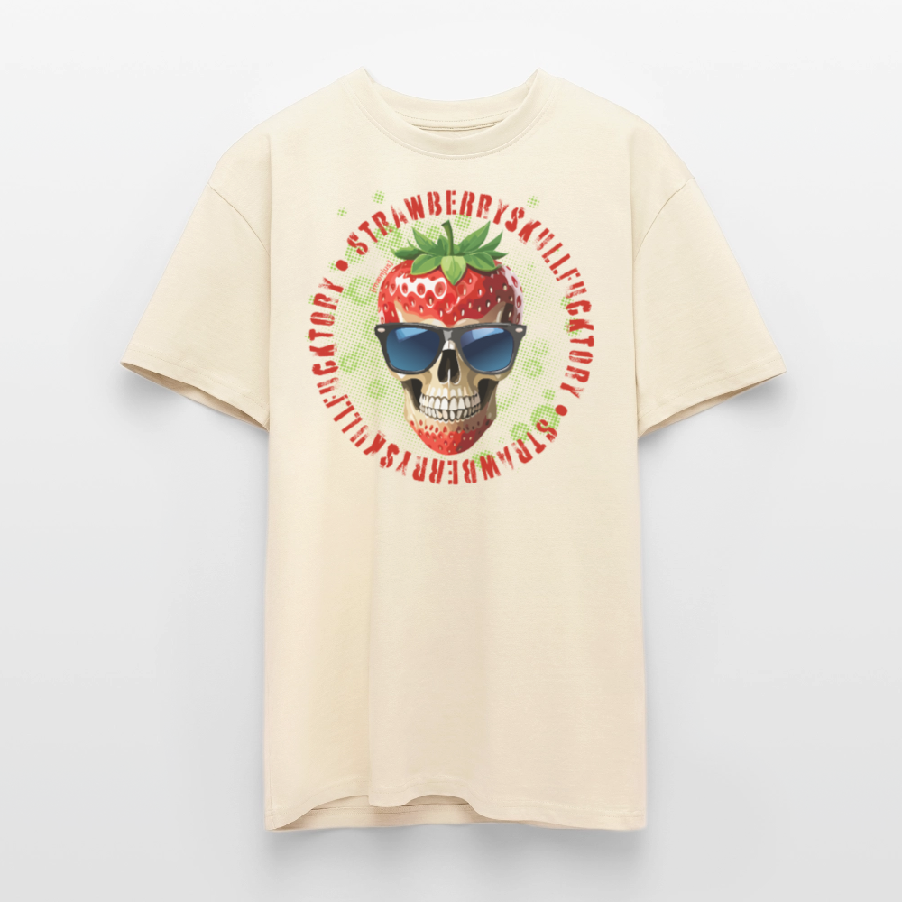 Heavy Oversize T-Shirt mit STRAWBERRY SKULL PRINT - Creme