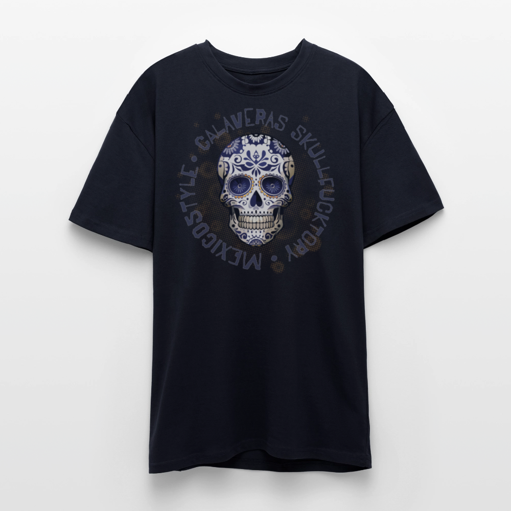 Heavy Oversize T-Shirt mit CALAVERAS SKULL PRINT - French Navy
