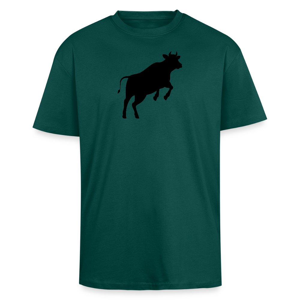 Heavy Oversize T-Shirt mit JUMPING COW PRINT - hunter Green
