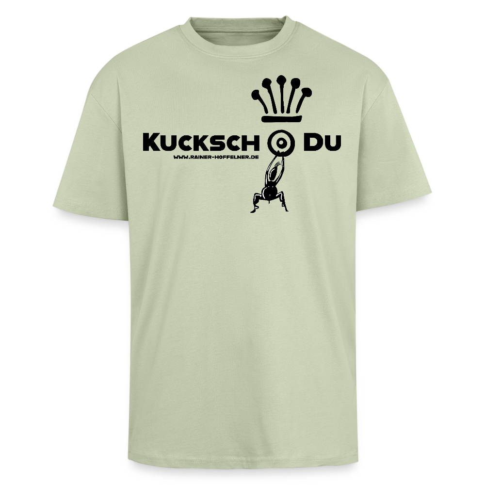 Heavy Oversize T-Shirt mit KUCKSCH DU PRINT - Leichtes Salbeigrün