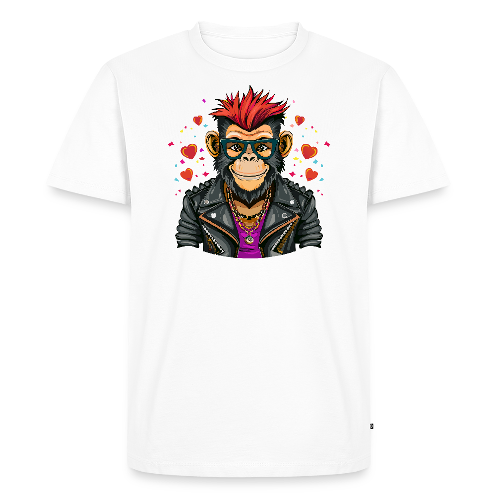 Männer Premium T-Shirt mit MONKEY IN LOVE PRINT - Weiß