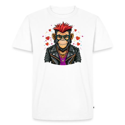 Männer Premium T-Shirt mit MONKEY IN LOVE PRINT - Weiß