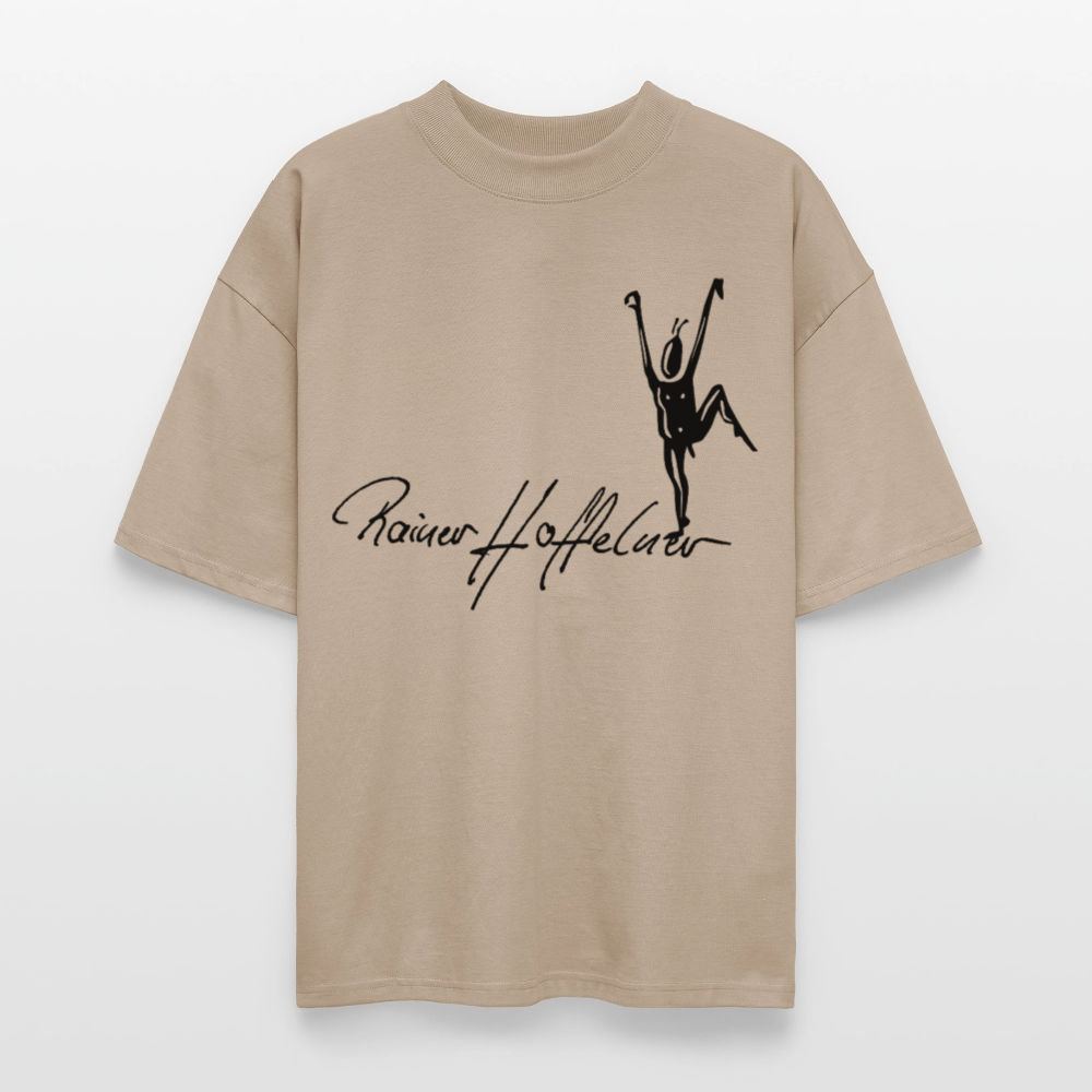 Oversized Unisex T-Shirt mit TUSCHEMÄNNCHEN PRINT - Steingrau