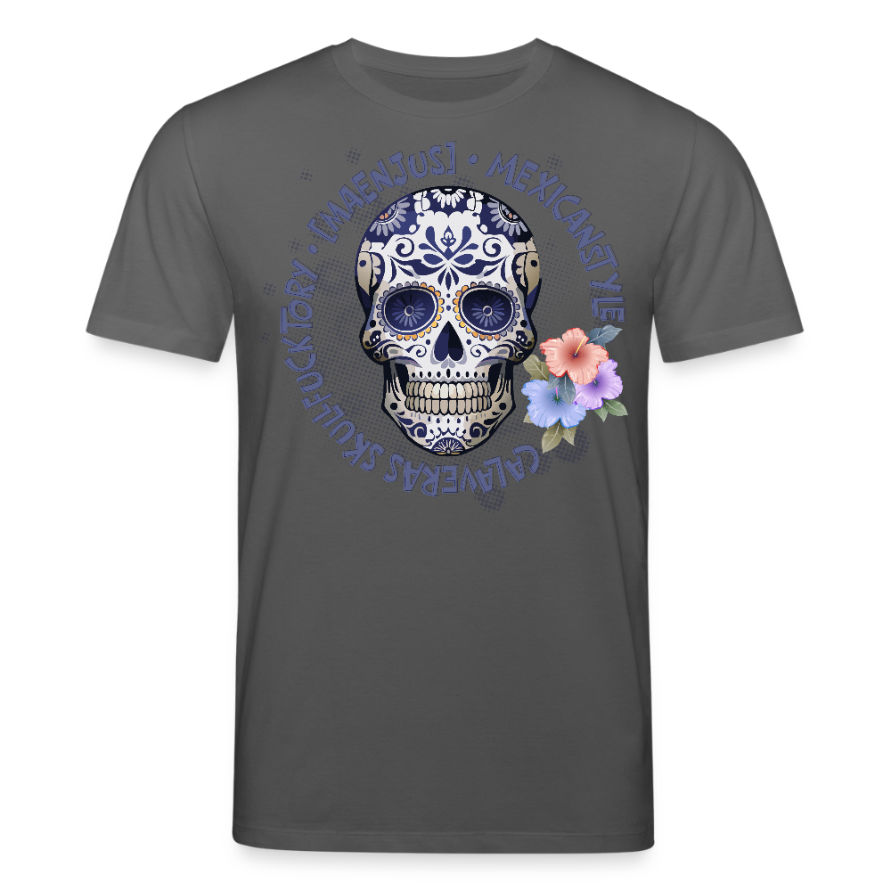 Unisex Bio-T-Shirt mit MAENJUS MEXICANSTYLE PRINT Vorderseite - Anthrazit