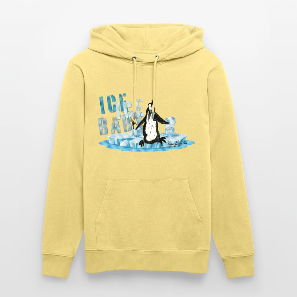Unisex Bio-Hoodie mit ICE ICE BABY PINGUIN PRINT - Gelb Viva
