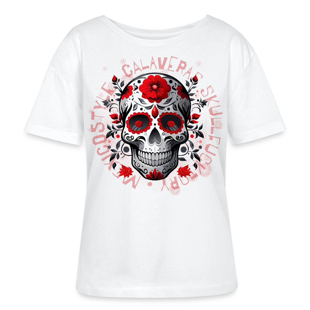 Frauen T-Shirt mit CALAVERAS SKULL PRINT - Weiß