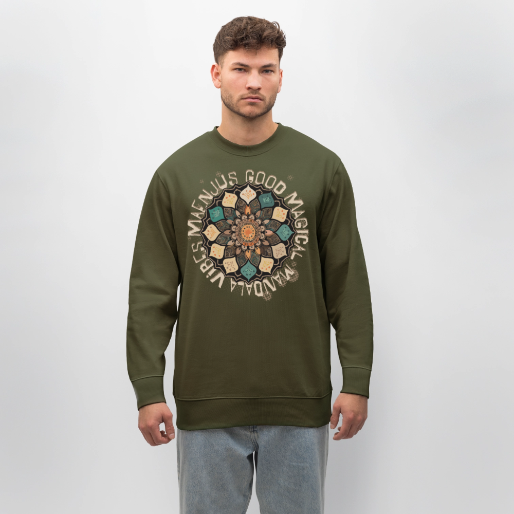 Unisex Bio-Sweatshirt mit MANDALA VIBES PRINT - Khaki