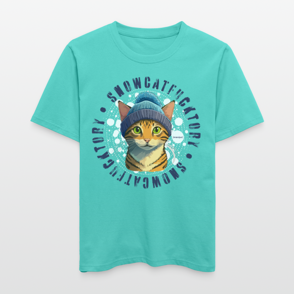 Unisex Bio-T-Shirt mit SNOWCATFUCKTORY PRINT - Poolblau