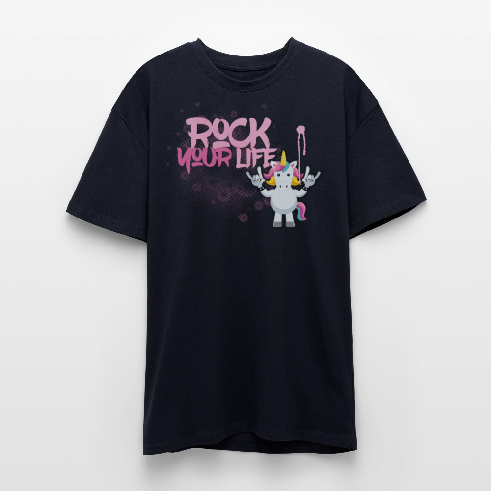 Heavy Oversize T-Shirt mit ROCK YOUR LIFE PRINT - French Navy