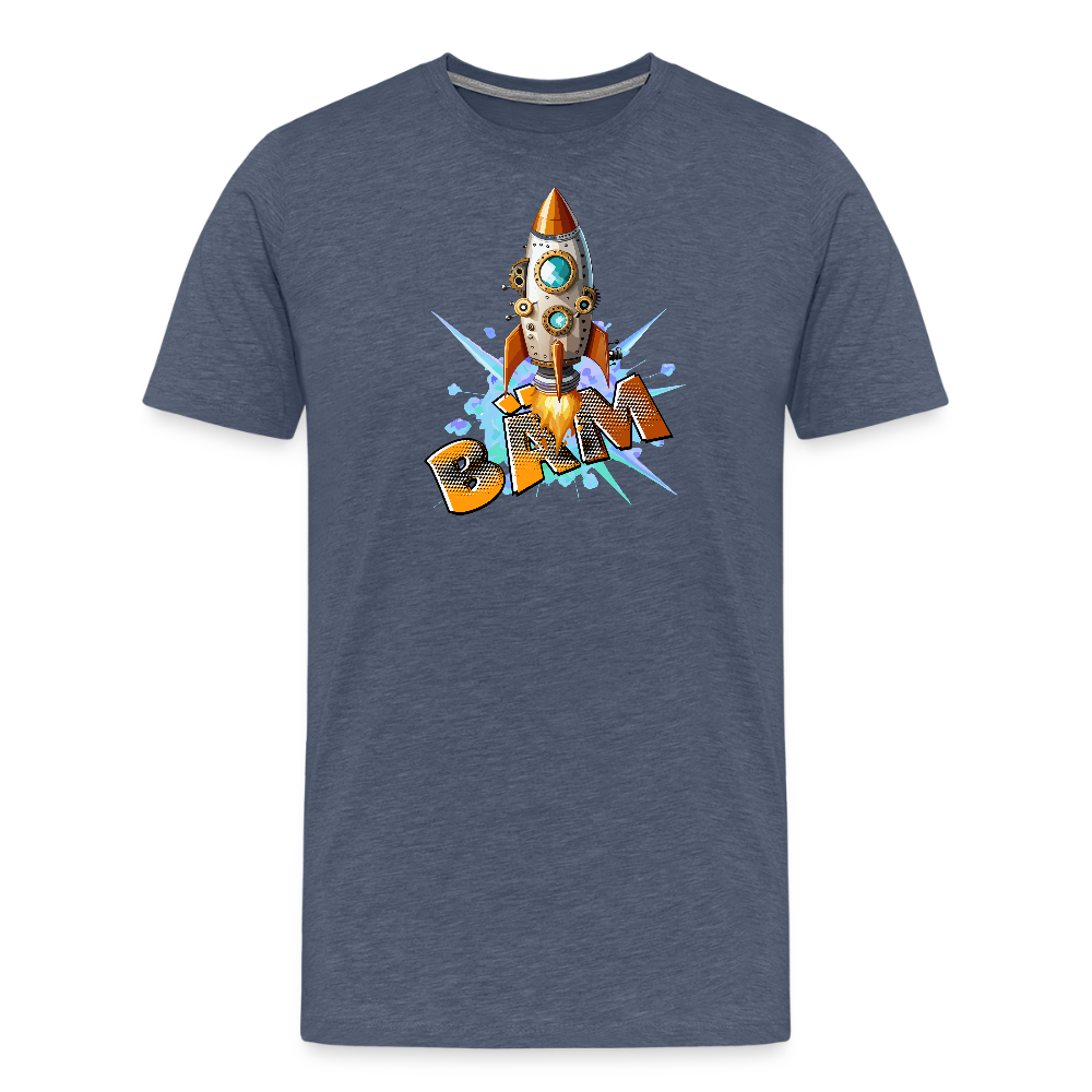 Männer Premium T-Shirt mit RAKETE PRINT - Blau meliert