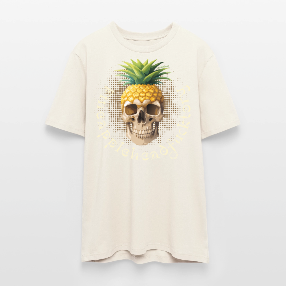 Unisex Bio-T-Shirt mit PINEAPPLE SKULL PRINT Vorderseite - Naturweiß