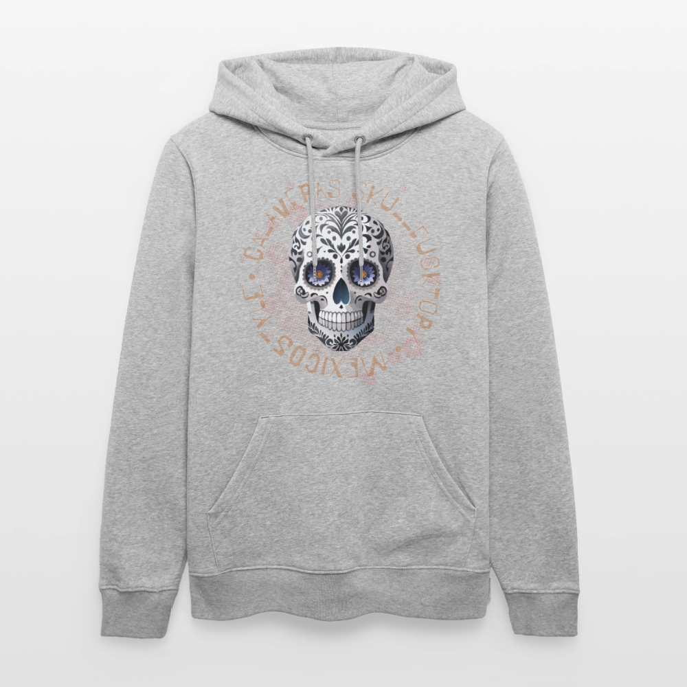 Unisex Hoodie mit CALAVERAS SKULL PRINT Vorderseite - Grau meliert