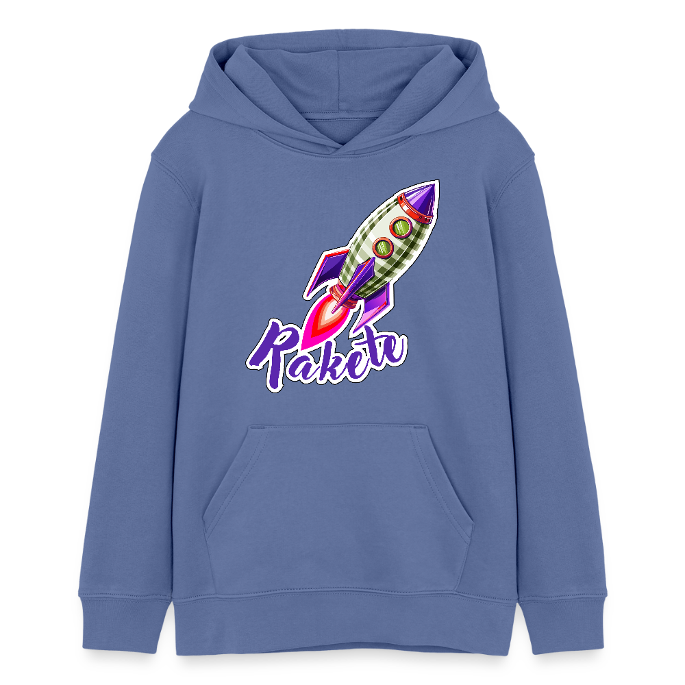 Teens Bio-Hoodie mit RAKETE PRINT - Blau