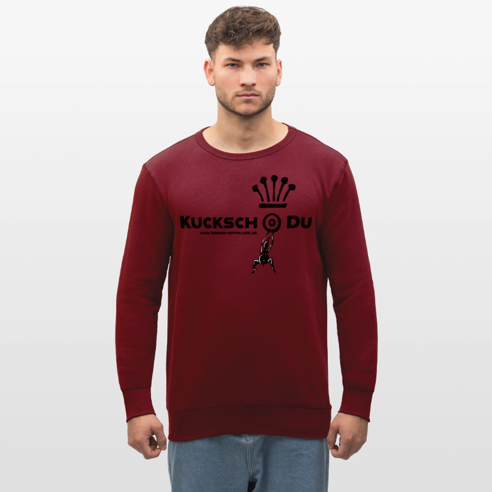 Unisex Bio-Sweatshirt mit KUCKSCH DU PRINT - Burgunderrot