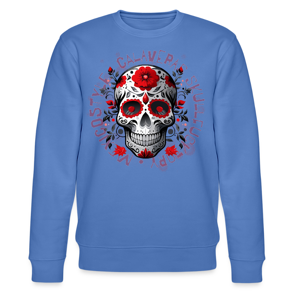 Unisex Bio-Sweatshirt mit CALAVERAS SKULL PRINT - Blau