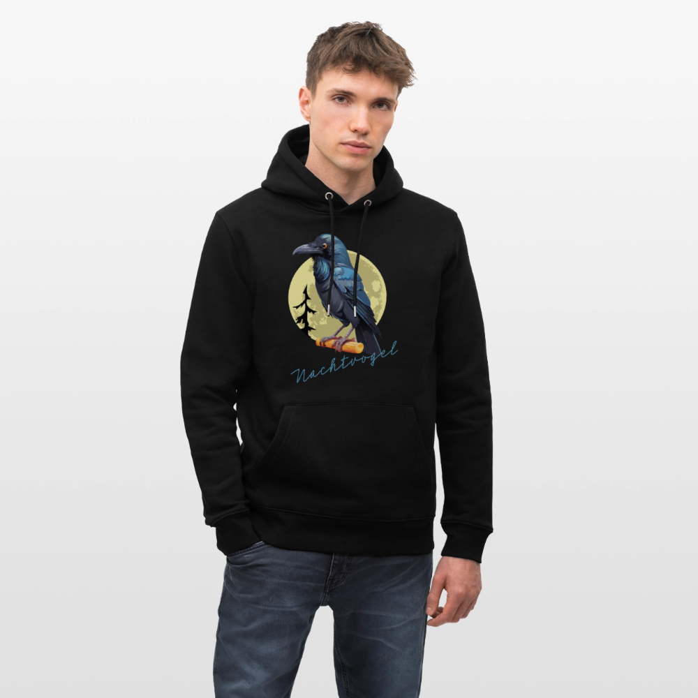 Unisex Hoodie mit NACHTVOGEL PRINT - Schwarz