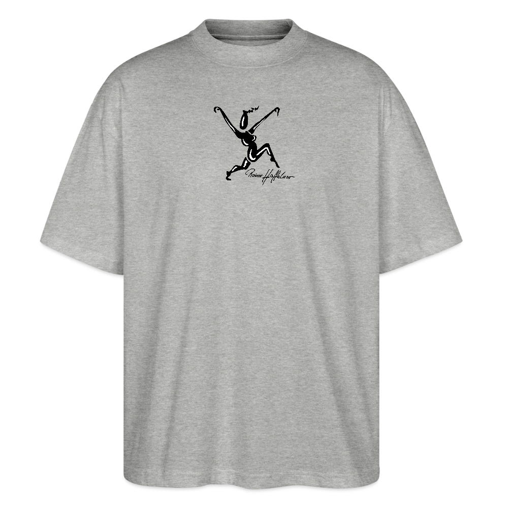 Oversized Unisex Bio T-Shirt mit TUSCHEWEIBCHEN PRINT - Grau meliert