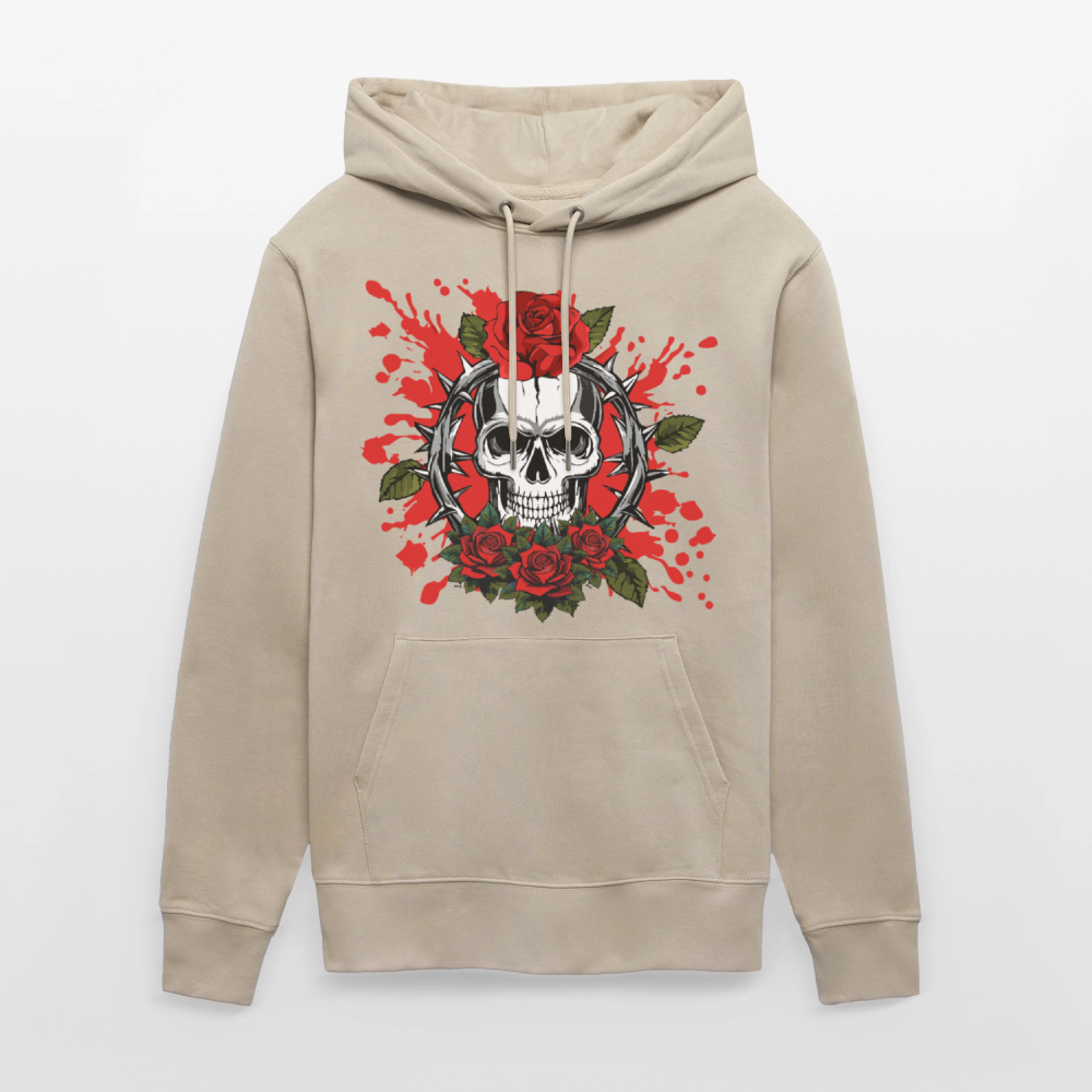 Unisex Hoodie mit ROSENSKULL PRINT - Beige