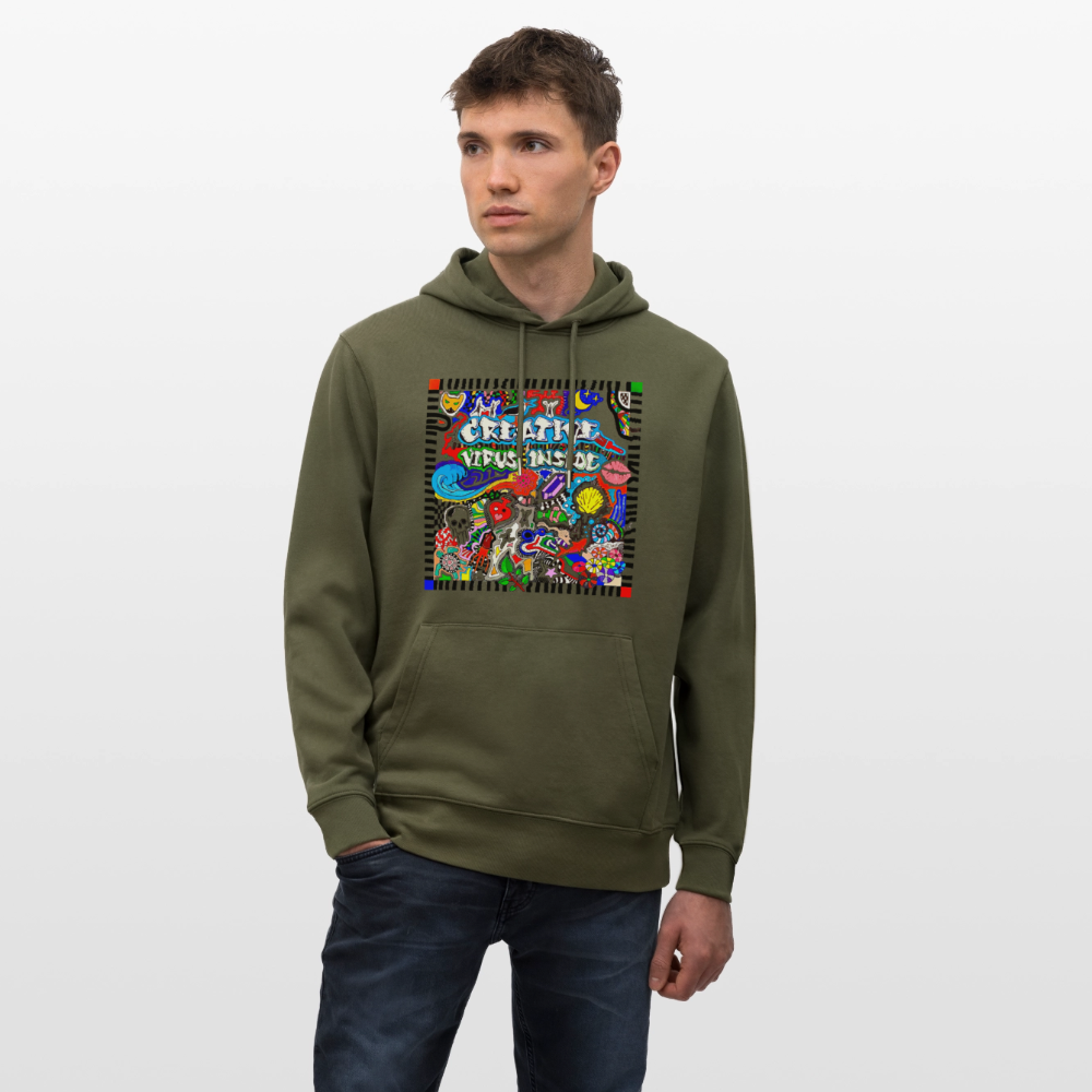 Unisex Bio-Hoodie mit CREATIVE VIRUS INSIDE PRINT - Khaki Grün