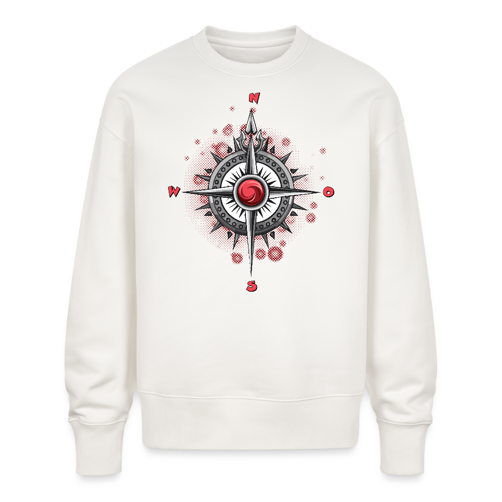 Unisex Oversize Pullover mit WINDROSE PRINT - OFF WHITE