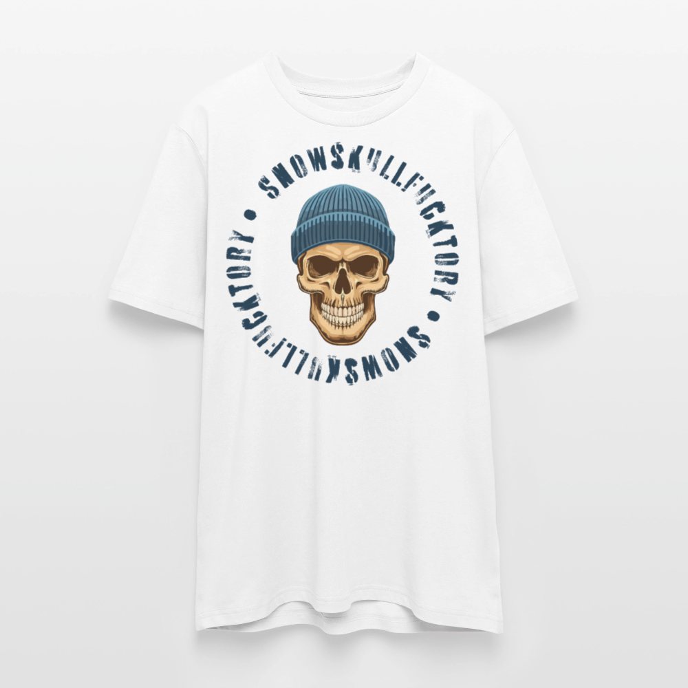 Unisex Bio-T-Shirt mit SNOWSKULL FUCKTORY PRINT Vorderseite - Weiß