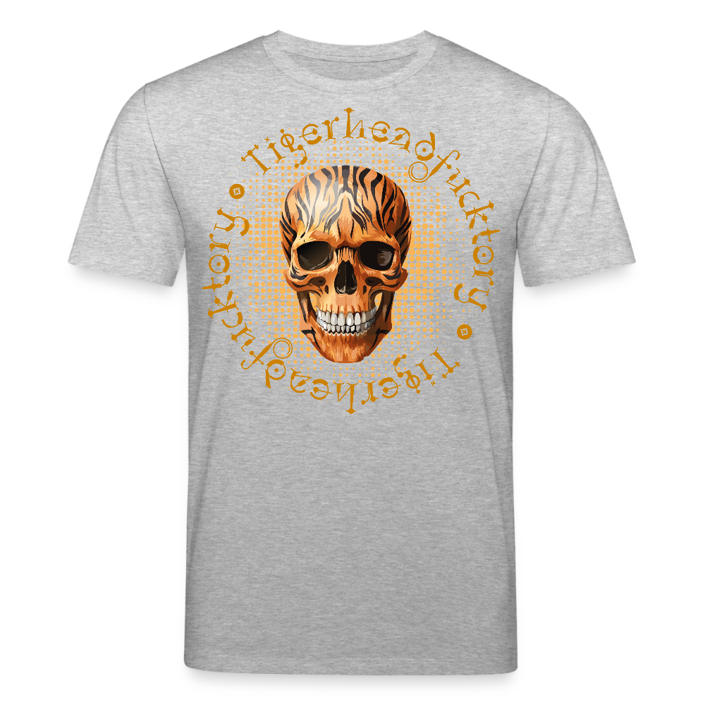 Unisex Bio-T-Shirt mit TIGERHEAD SKULL PRINT Vorderseite - Grau meliert