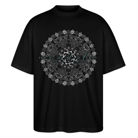 Oversized Unisex Bio T-Shirt mit BLACK MANDALA PRINT - Schwarz