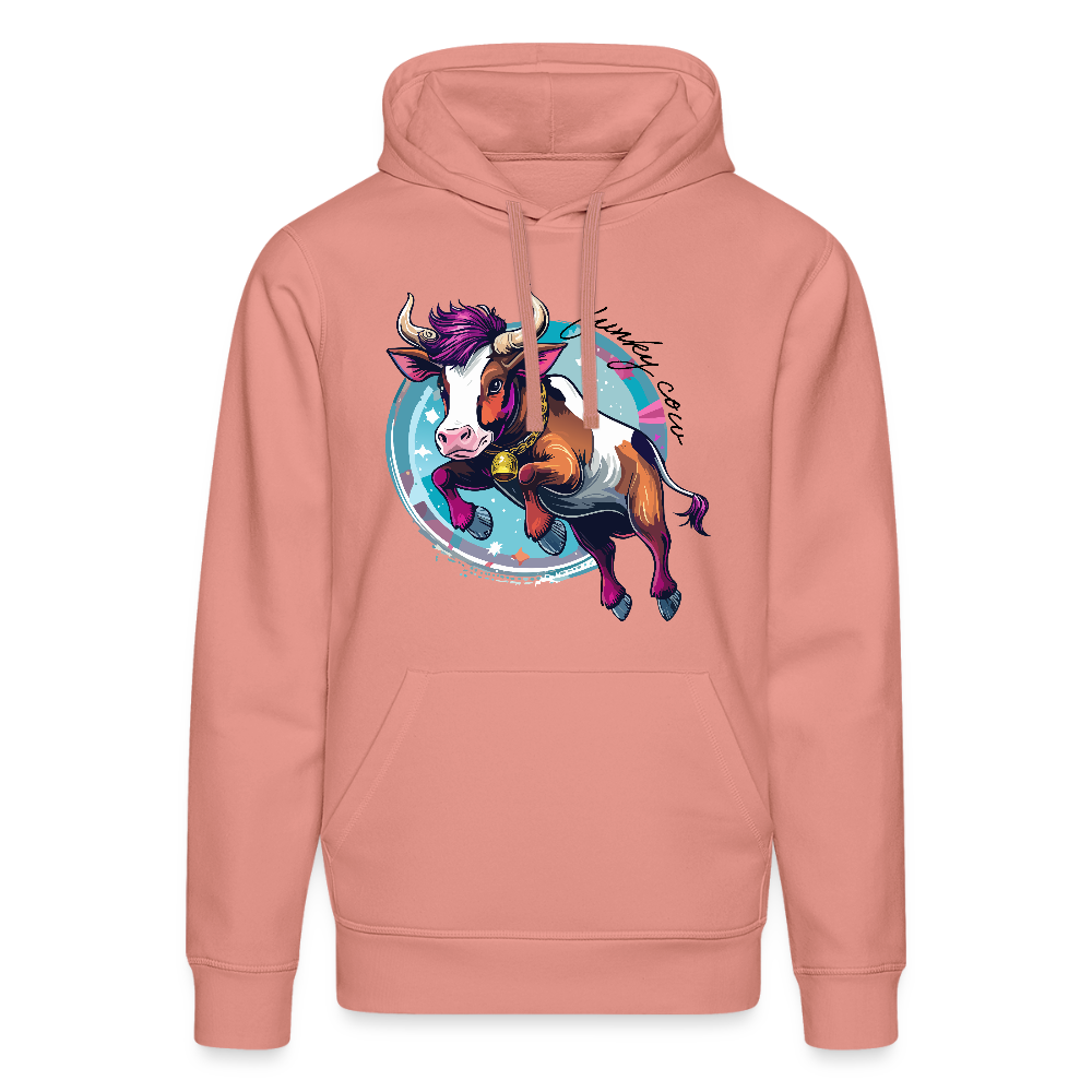 Unisex Bio-Hoodie mit FUNKY COW PRINT Vorderseite - Altrosa