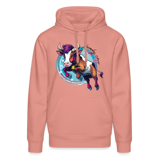 Unisex Bio-Hoodie mit FUNKY COW PRINT Vorderseite - Altrosa
