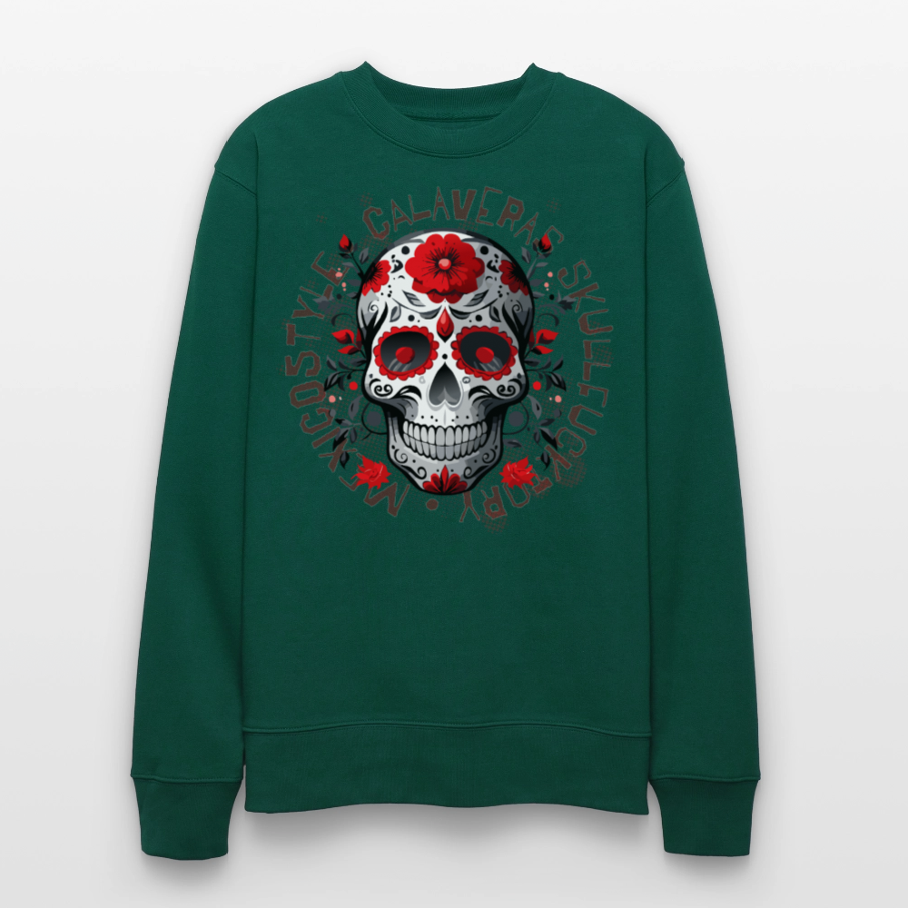 Unisex Bio-Sweatshirt mit CALAVERAS SKULL PRINT - Forest