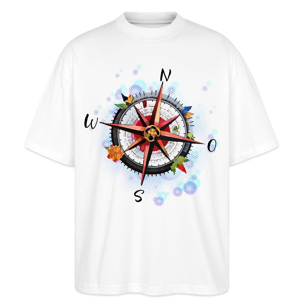 Oversized Unisex T-Shirt mit WINDROSE PRINT - Weiß