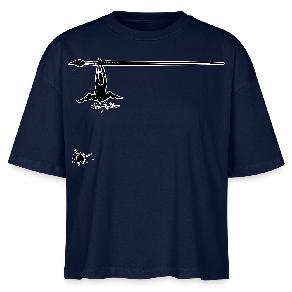 Frauen Boxy Bio-T-Shirt mit MÄNNLE PRINT - Navy