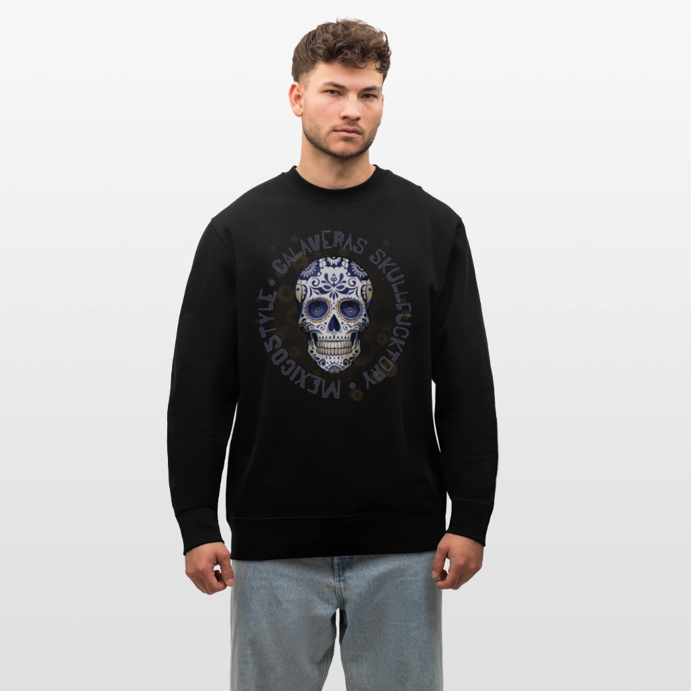 Unisex Bio-Sweatshirt mit CALAVERAS SKULL PRINT - Schwarz