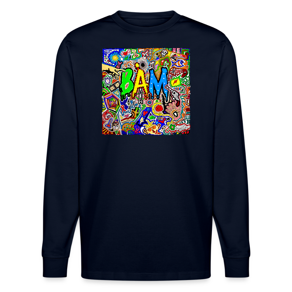 Unisex Bio-Langarmshirt mit BÄM PRINT - Navy