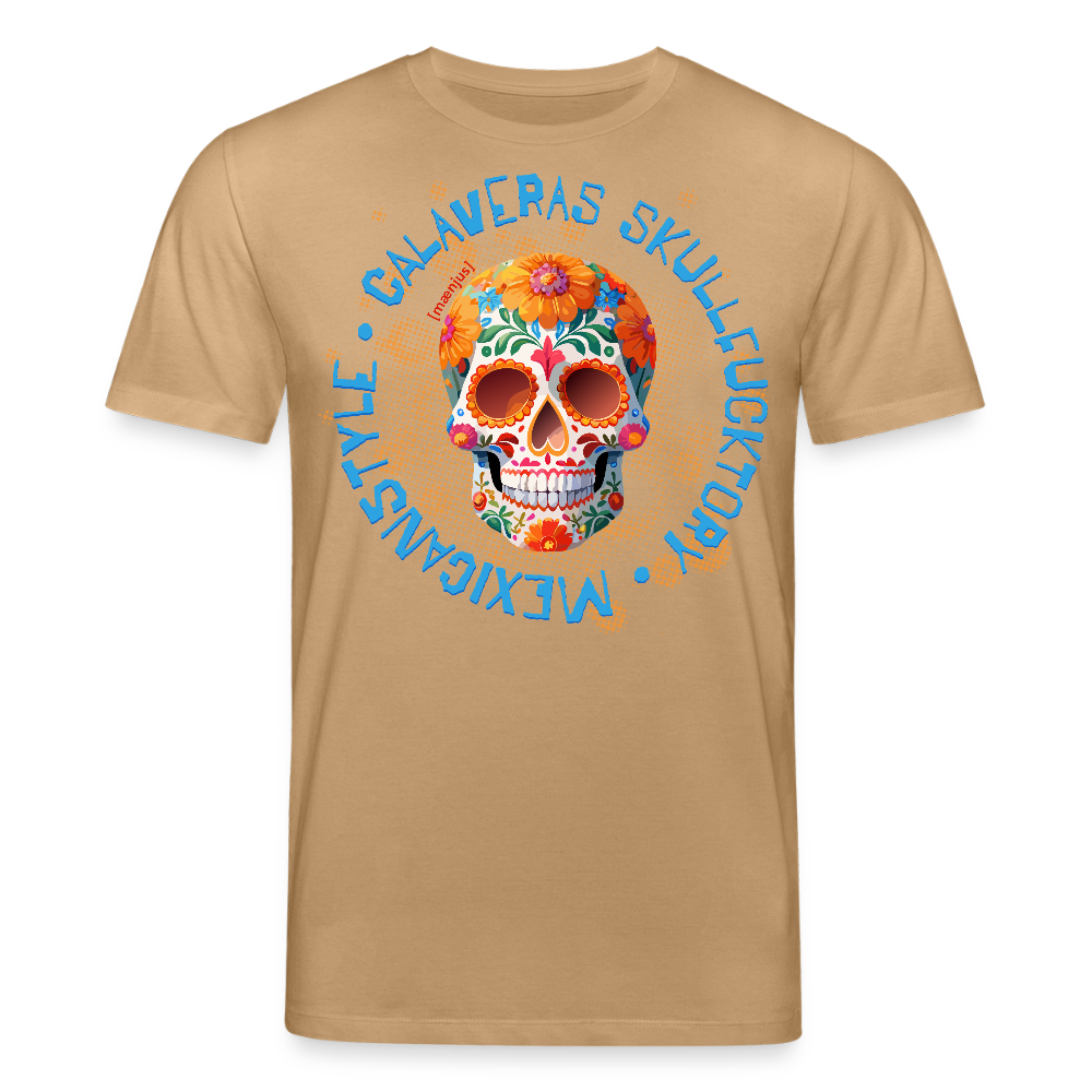 Unisex Bio-T-Shirt mit CALAVERAS MEXICANSTYLE PRINT Vorderseite - Karamell