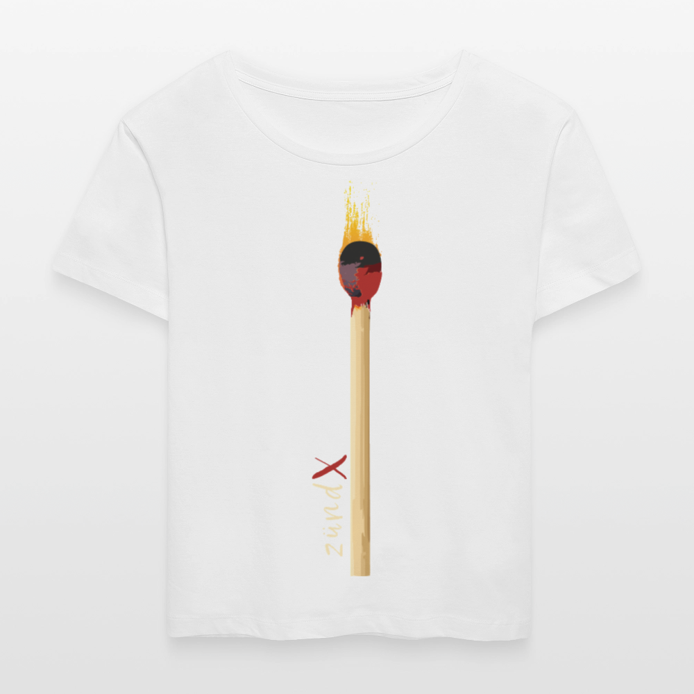Frauen Bio Rundhals T-Shirt mit zündX PRINT - Weiß