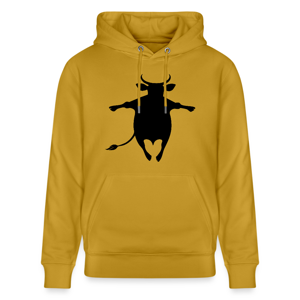 Unisex Hoodie mit HAPPY COW PRINT - Ocker